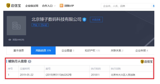 北京錘子數碼成為被執行人,旗下新增發明專利