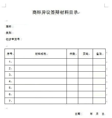 商標異議答辯需要什么材料